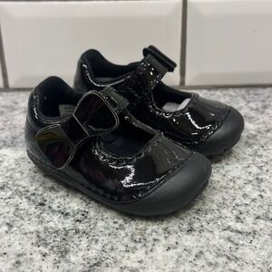 Stride Rite SM Makayla Black Patent Mary Jane Bow Toddler Girls Shoes Size 3M